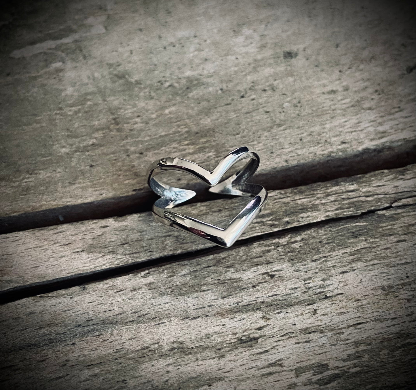 Dobbelt Chevron sterling sølv ring (justerbar)