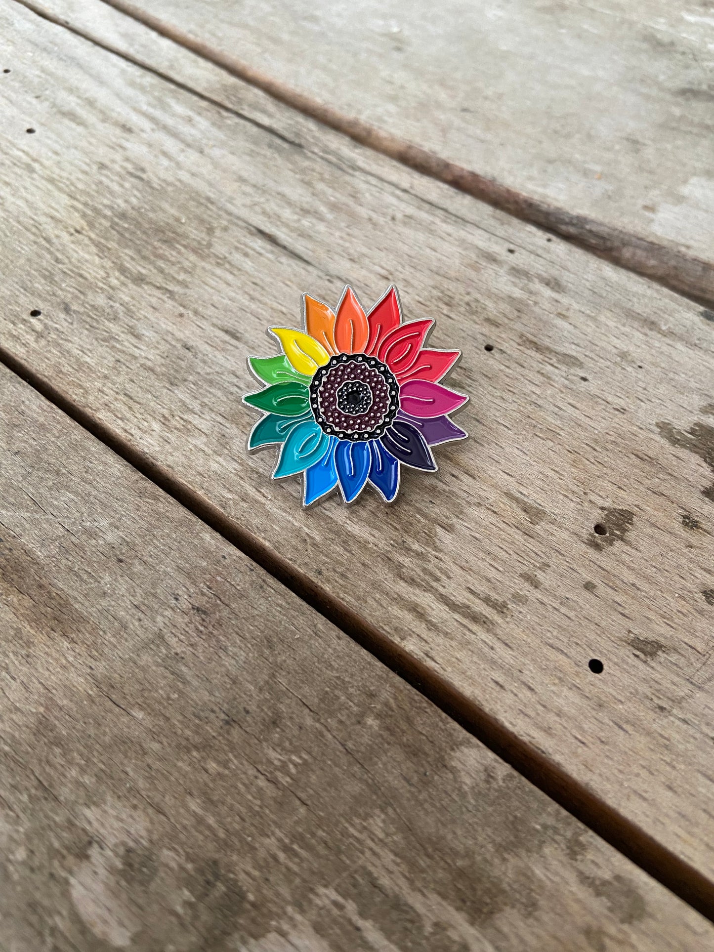 Rainbow flower pin