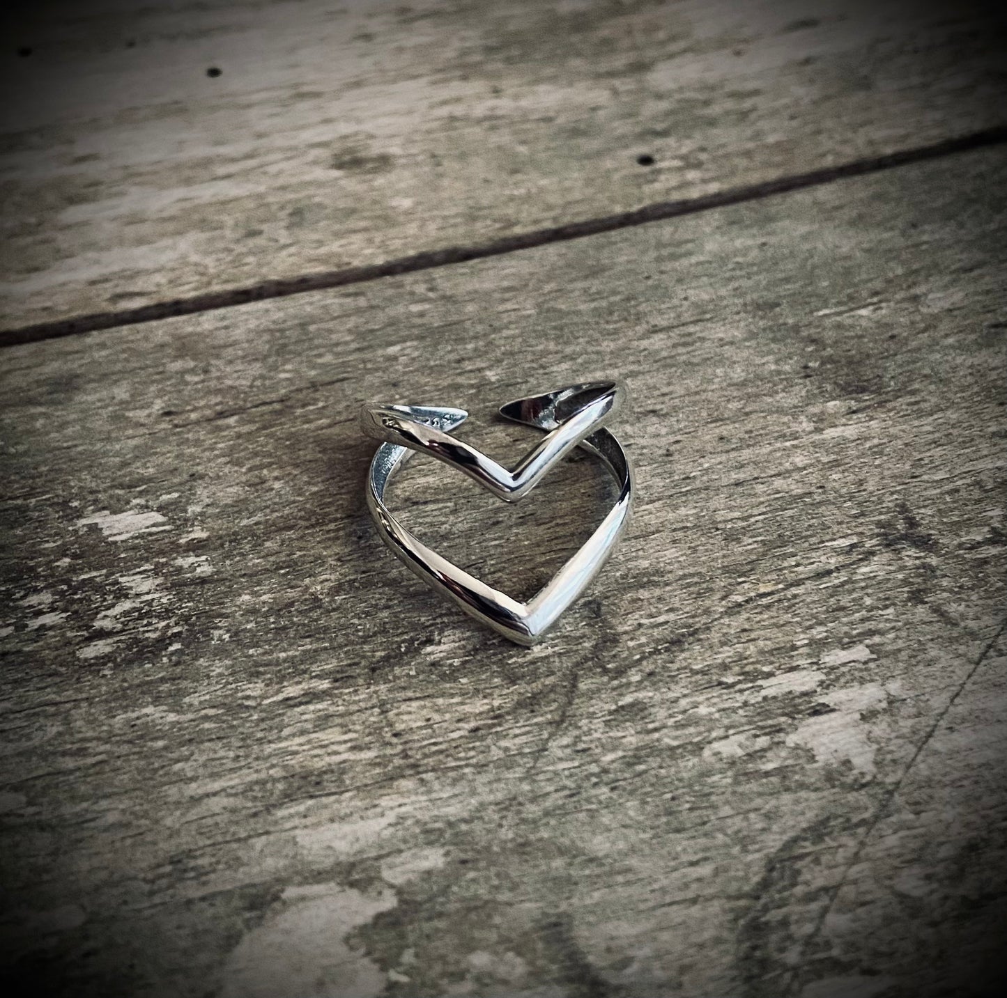 Dobbelt Chevron sterling sølv ring (justerbar)