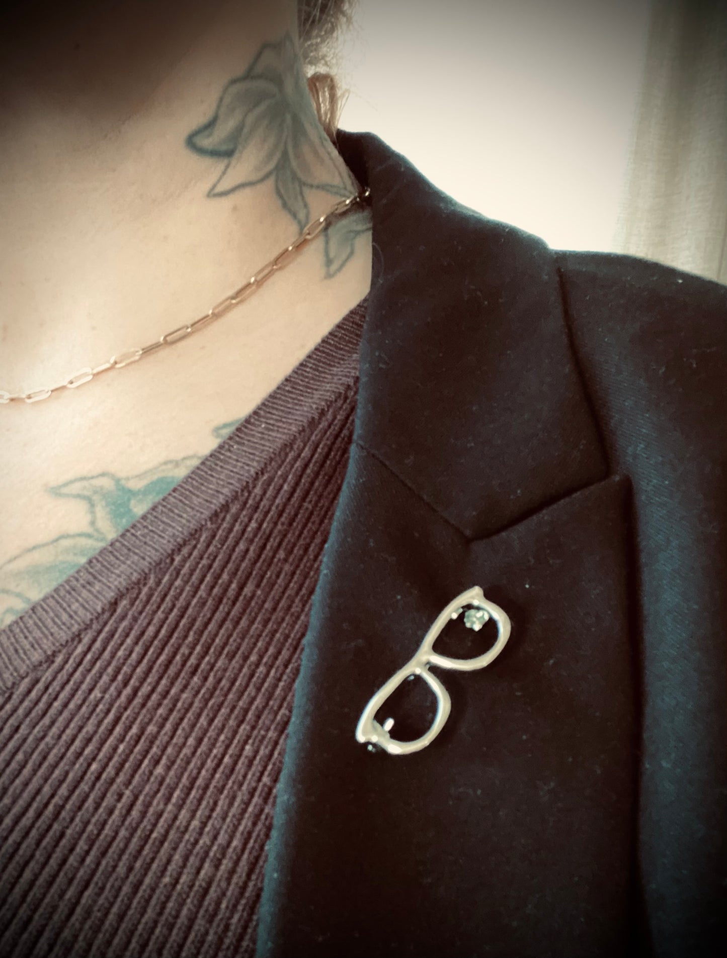 Pin Briller gylden/sølvfarvet