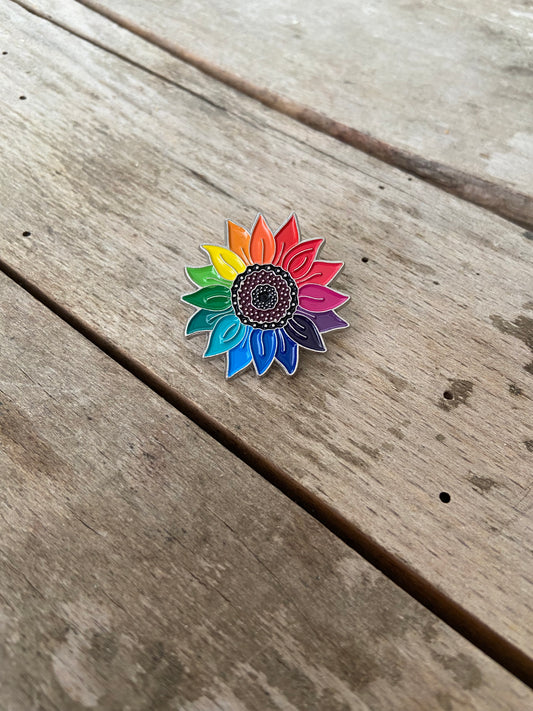 Rainbow flower pin